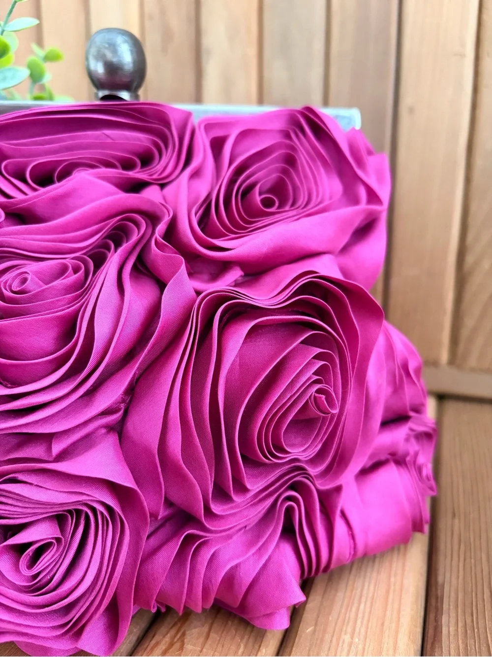 BODEN Rosette Statement Clutch Bag in 3D Textured Fuscia, Evening Piece - Picture 2 of 8